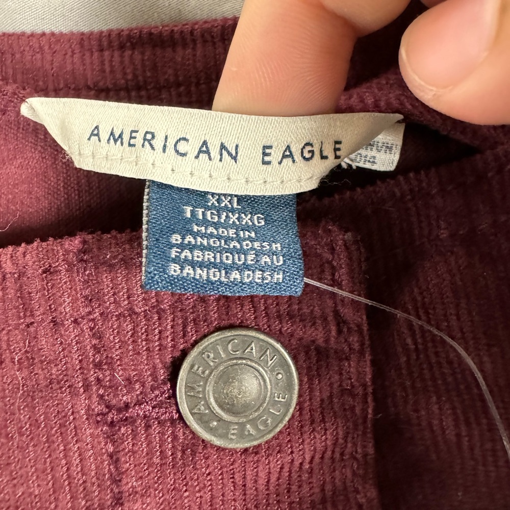 American Eagle Burgundy Corduroy Pinafore Dress - Picture 6 of 8